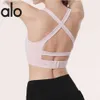 デザイナーAloo Yoga Bra Long Sleeveスポーツブラジャーのリムーバブルコットンカップバックルフィットネスブラピラティストレーニングベスト