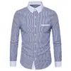 T-shirts pour hommes hommes automne et hiver décontracté rayé contraste couleur revers à manches longues hauts à la mode Vintage impression 3D Camisa ethnique