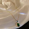 Hänge Halsband Temperament Emerald Titanium Stålkedja Damhalsband inläggningar med zirkonkristall rostfria smycken