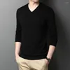 Men's Sweaters 2023 Spring Autumn V-neck Long-sleeved Men Solid Color Fashion Bottoming Shirt 930631-159