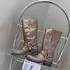 Tacón grueso Dedos de los pies Botas largas hasta la rodilla Hebilla de cinturón Botas de motocicleta sin cordones Zapatos para mujer Botas de combate de diseñador de lujo Calzado de fábrica con caja 35-40