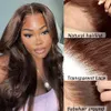 Synthetic Wigs MARRYU Chocolate Brown HD Lace Frontal Wig Malaysia Straight Human Hair Colored 13x4 231115