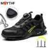 Dress Shoes Quality Safety Men Rotary Buckle Work Air Cushion Indestructible Sneakers Puncture Proofsecurity Boots Protective 231115