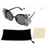 Sunglasses Vintage Black Big Round Flower Faux Rhinestone Crystal Baroque