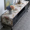 Table Runner European TV Cabinet Cover Cloth Flag Tassel cloth Household Ark Dustproof Dresser 230414