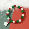 Braccialetti con ciondoli Simpatici perline Perline Xams Albero Cervo Bracciale per le donne Natale Babbo Natale Fiocco di neve Campana Corda elastica Festa Anno Gioielli Regalo