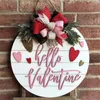 Decorative Flowers Valentines Welcome Sign Romantic Valentine's Day Hanging Wood Door Decoration Wreath Create Atmosphere