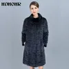 Fausse fourrure pour femme HDHOHR 2023 manteau de vison véritable avec doudoune Double face veste chaude bande de cuir véritable longues vestes pour femme 231114