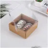 Gift Wrap Retro Kraft Paper Transparent Moon Cake Egg Yolk Biscuit Pastry Box Pvc er Bakning Packaging LX3218 Drop Delivery Home Gard Dhmuf