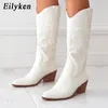 Buty Eilyken designer-wysokie buty dla kobiet Kobiet spiczasty palec u nóg ręcznie robione hafty haftowe kowbojki Western Cowboy Booties wysokie obcasy buty 231115