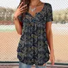 Camicette da donna Tunica alla moda Top con scollo a V T-shirt con stampa floreale retrò da donna ad asciugatura rapida T-shirt estiva da taglio 3D Indumento quotidiano