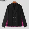 Abiti da uomo Blazer INCERUN Moda Uomo Blazer Patchwork Risvolto Streetwear Lucido Elegante Mantello Doppio Petto 2023 Poncho Casual S5XL 231114