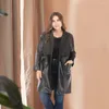 Chaqueta de cuero para mujer, ropa de talla grande, cuello alto, ajustado, PU, mujer, primavera 2023, imitación