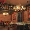 Lustres de resina moderna Antlers LED LED SALA DINANTO DE ESTILO INDUSTRIAL Lâmpadas decorativas Retro El Bar Iluminação Lustres