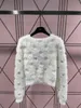 Suéteres femininos designer Mi Miao's Gentle and Sweet Style Heavy Industry Nail Diamond V-Neck Soft Glutinous Mink Hair Short Sweater Cardigan de malha 3BON