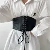 Gürtel Schwarz PU Leder Abnehmen Körper Korsett Frauen Breiten Gürtel Mode Dame Elastische Hohe Taille Kummerbund