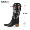 Buty Eilyken designer-wysokie buty dla kobiet Kobiet spiczasty palec u nóg ręcznie robione hafty haftowe kowbojki Western Cowboy Booties wysokie obcasy buty 231115