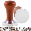 Tampers 51mm53mm58mm Espresso Coffee Tamper Aluminium Coffee Distributör Leveler Tool Bean Press Hammer med trähandtag 231115