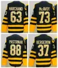 Novo 2023 Winter Classic 37 Patrice Bergeron Jersey 88 David Pastrnak 63 Brad Marchand 73 Charlie McAvoy Hockey Jerseys Black Yellow Stitched