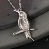 Kedjor Real S925 Sterling Silver Söt fågelhänge Kvinnlig Enkel mode Etnisk Kingfisher Literary Hanfu Halsband CLAVICLE Kedja