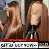 Synthetic Wigs MARRYU Chocolate Brown HD Lace Frontal Wig Malaysia Straight Human Hair Colored 13x4 231115