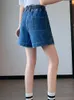 Dżinsy damskie M-6xlCasual High-Tarn złożone dżinsowe spodenki luźne spodnie z szerokości nóg 2023 Koreańskie ubrania modowe