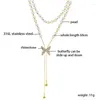 Pendant Necklaces Butterfly Long Tassel Pearl Women Fashion Temperament Necklace Party Jewelry Gift