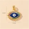 Charms Voleaf Big Blue Evil Eye Charms Hanger voor ketting en oorbellen Vergulde koperen zirkoon sieraden bevindingen Diy Vjc101 Drop De Dh2Sj