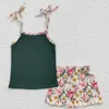 Kläder sätter barn flickor sommarkläder boutique ärmlös blommig tank tops frilly shorts grupp för barn barn småbarn avslappnade kläder