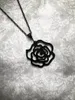 Pendant Necklaces Black Rose Gothic Necklace Acrylic Tribal Tattoo Style Outline Romantic Valentine Alternative Bride Wedding