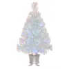 Decorações de Natal 60cm Iridescente Mini Mesa De Fibra Óptica Árvore Artificial Com Luzes LED Base De Prata Xmas Table Top
