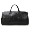 Duffel Bags Cow Leather Carry On Bagage Travel Tote Bag Handbag Portable Excursion Duffle Cowhide Men Crossbody