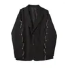 Herren Anzüge Männer Kette Streetwear Vintage Mode Lässig Anzug Blazer Jacke Männlich Punk Gothic Lose Mantel Oberbekleidung Bühnenkleidung