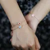 Charm Bracelets Factory Price Rose Gold Color Plated Tiny Link Chain With Pink Red Blue Enamel Star Bracelet For Girl Party Gift