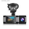Carro dvr Dash Cam para gravador de vídeo de carro HD 1080P Visão noturna 3 Câmera frontal interna e traseira Dashcam GPS 24h Monitor de estacionamento Dual DVRs Q231115
