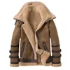 Futro męskie sztuczne kołnierze podwójne grube oryginalna skórzana kurtka owczarek naturalny płaszcz ścinający zimowe mężczyźni ciepłe ubranie 231114