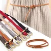 Belts Solid Color Braided PU Leather Belt For Women Vintage Pin Buckle Thin Waist Simple Jeans Dress Female Waistband