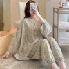 Thuiskleding Zomer Lente Nachtkleding Lange mouwen Katoen Zijden Pyjama Pak Casual Homewear Dames Meisjes Grote maat Pyjama Sets R231115