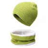 Scarves Knitted Winter Hat Scarf Gloves 3-Piece Set Outdoor Cold Protection Windproof Alpaca Velvet Fleece Pompom Warm Women