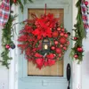 Рождественские украшения Элегантный красный венок Шампанское Золотое украшение для окна, двери, стены 231115