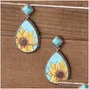 Baumeln Kronleuchter 1 Paar Mode Sonnenblumen Ohrringe Mädchen Frauen Vintage Kleine Sonnenblume Anhänger Geschenke Schmuck Tropfen Liefern Dhgarden Dhkjs