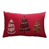 Pillow Christmas Decoration Cover 45x45cm 30x50cm Tree Snowflake Embroidery Case Red Green Square