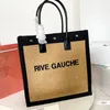 トレンド女性ハンドバッグRive Gauche Toteショッピングバッグハンドバッグトップリネン大きなビーチバッグデザイナートラベルクロスボディショルダーサッチェルウォレット2サイズ48cm 38cm