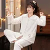 Casa roupas femininas pijamas de pelúcia quente inverno coral veludo pijama femme engrossar flanela pijamas bonito dos desenhos animados casa roupas conjunto R231115