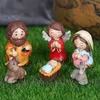 Decorative Objects Figurines Christmas Manger Decoration Set Cartoon Jesus Holy Figure Resin Figurines for Home Bedroom Living Room Decoration 231114