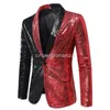 Trajes para hombre Blazers de esmoquin con lentejuelas plateadas y negras para hombre, elegante y brillante solapa con un botón, chaqueta, traje, chaqueta para hombre, disfraz de escenario para fiesta disco