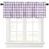 Rideau à carreaux violet et blanc, pour fenêtre de cuisine, décoration de la maison, court pour salon, chambre à coucher, petits rideaux Cortinas