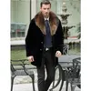 Hommes fourrure Faux col à manches longues simple boutonnage manteau hommes hiver épais chaud marque affaires décontracté mince vêtements d'extérieur 231114