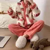 Damen Nachtwäsche C. S Cartoon Sets Herbst Winter Flanell Loung Pyjama Frauen Kawaii Warme Pyjamas Mädchen Nacht Anzüge Homewear 231115