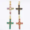 Charms Big Rainbow Colorf Cross Pendentifs pour collier plaqué or cuivre Zircon Relius bijoux composants Pdta638 Drop Delivery Jewelr Dhdzb